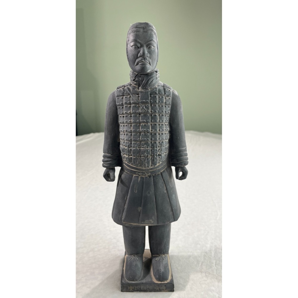 Vintage Terracotta Warrior Statue 1982 Chinese Qin Army Ceramic Figure Decor 14"
